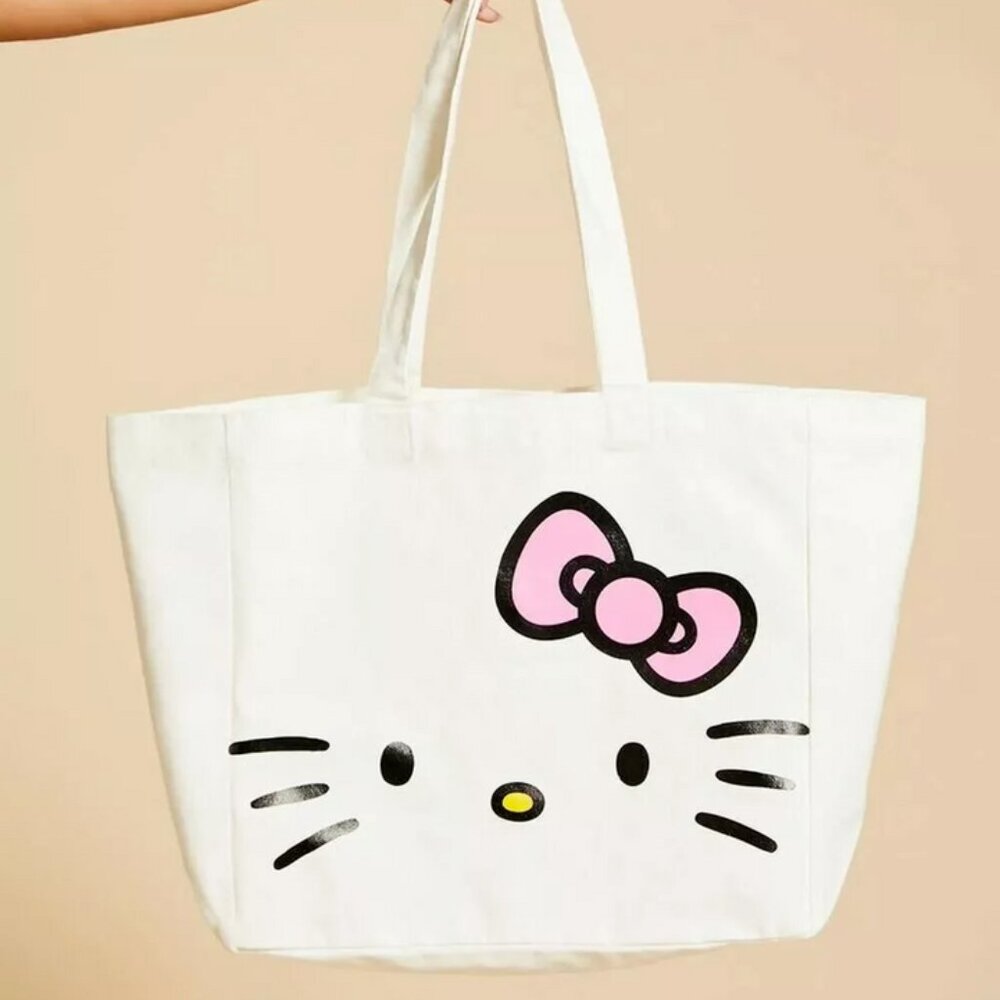 Hello Kitty Graphic Tote Bag Large Cream Color Canvas New Sealed